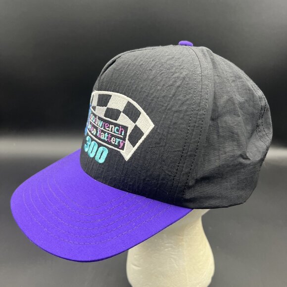 Vintage 1993 GM Goodwrench Delco Battery 300 Snapback Hat Cap Black Purple USA - Picture 2 of 11
